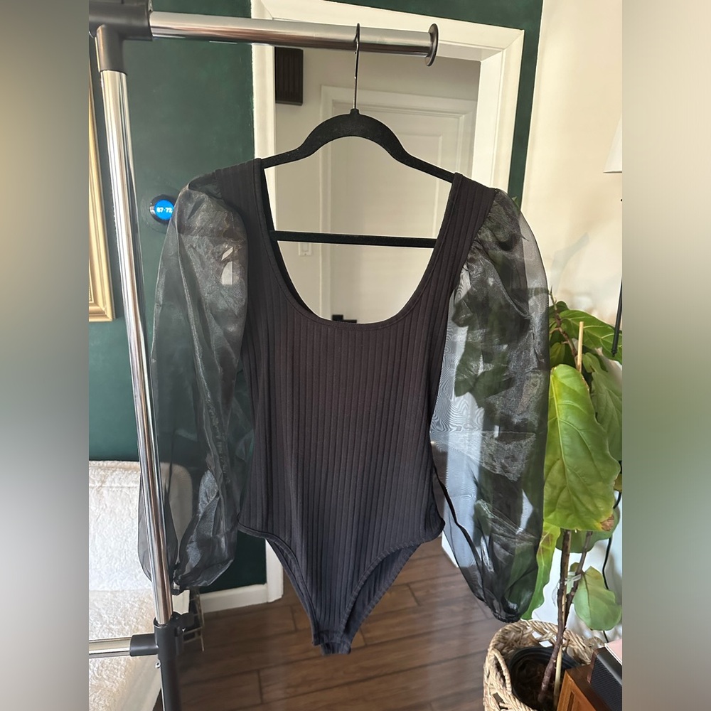 Nasty Gal - balloon sleeve bodysuit - black